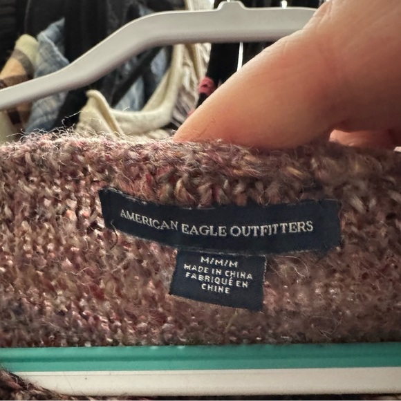 American Eagle soft oversized heathered mauve cozy sweater boat neck - Picture 13 of 14